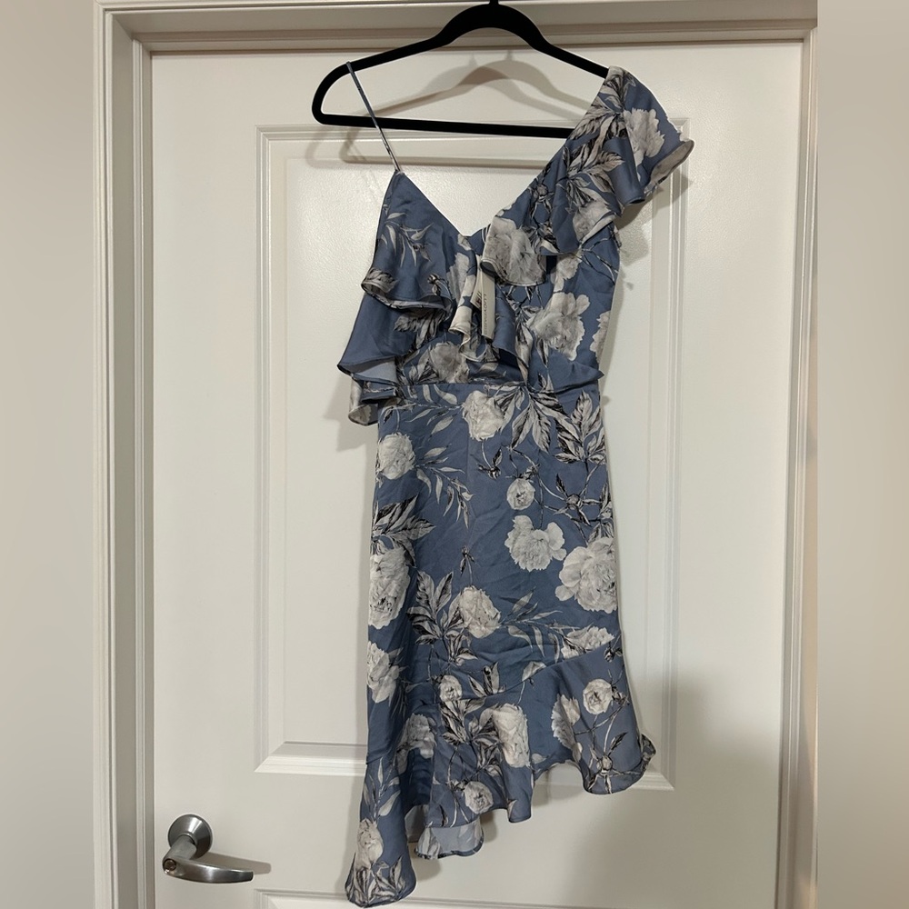 Blue Floral Dress Silky